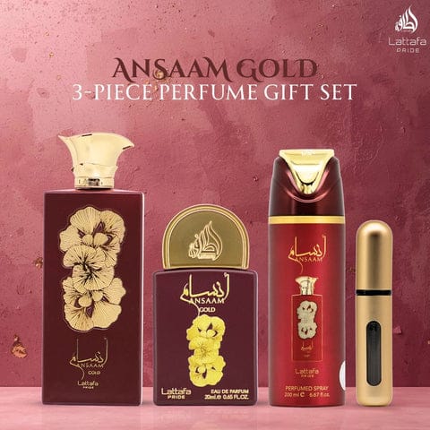 ANSAAM GOLD by Lattafa 3 piece luxury gift set