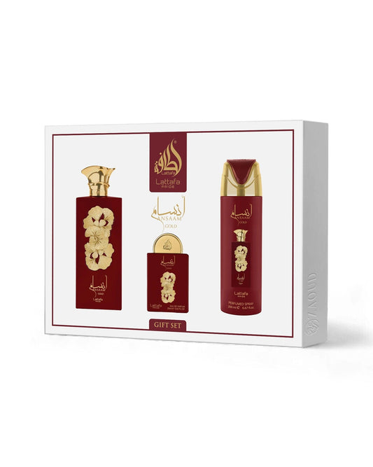 ANSAAM GOLD by Lattafa 3 piece luxury gift set